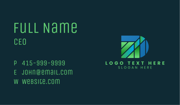 Green Modern Letter D Business Card Design Image Preview