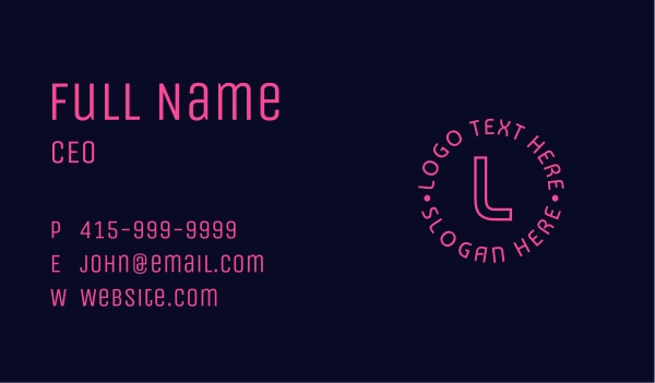 Neon Technology Letter Business Card Design Image Preview