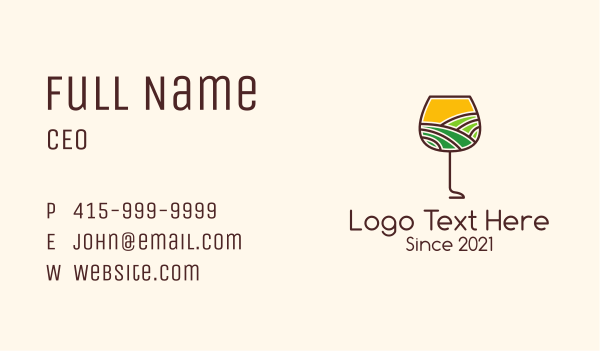 Wine Glass Vineyard Business Card Design Image Preview