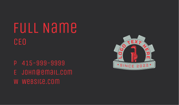 Gear Wrench Emblem Business Card Design Image Preview