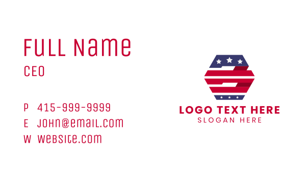 Hexagonal USA Banner Business Card Design Image Preview
