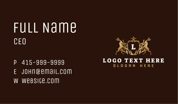 Luxury Reindeer Crest Shield Business Card Design Image Preview