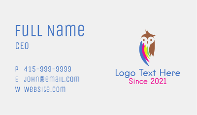 Owl Print Shop Mascot Business Card