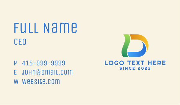 Digital Colorful Letter D Business Card Design Image Preview