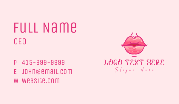 Pink Watercolor Lips Business Card Design Image Preview