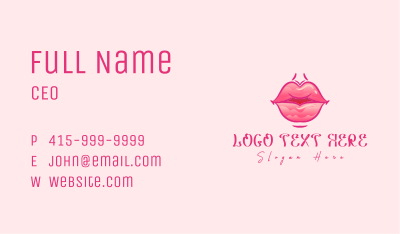 Pink Watercolor Lips Business Card Image Preview