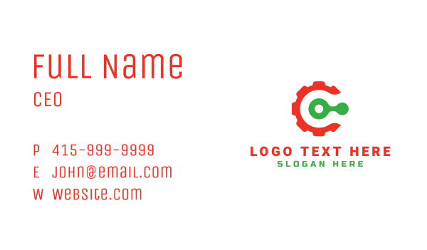 Red Gear Letter C Business Card Design Image Preview