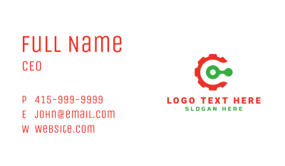 Red Gear Letter C Business Card Image Preview