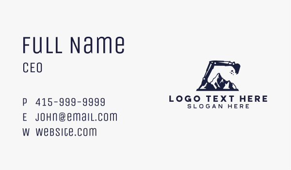 Construction Excavator Mountain Business Card Design Image Preview