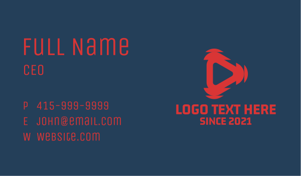 Red Tech Play Button Business Card Design Image Preview