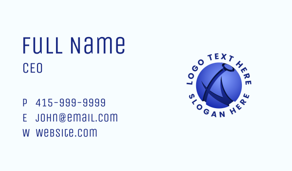 Blue Sphere Letter A Business Card Design Image Preview