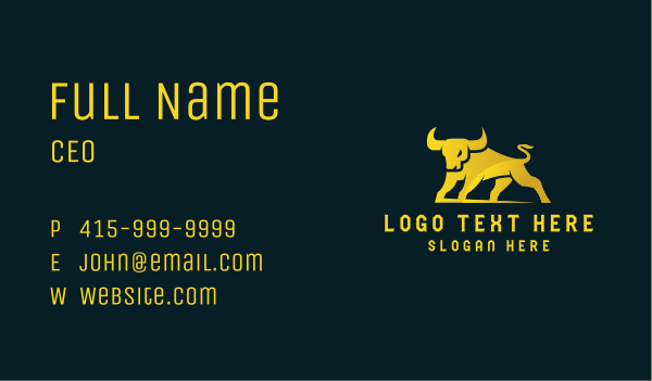 Gold Bull Animal Business Card Design Image Preview