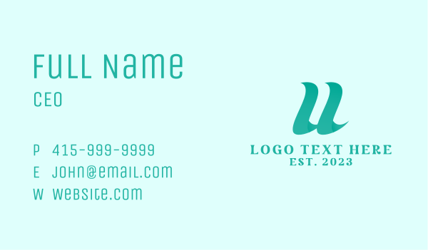 Green Letter U Business Card Design Image Preview
