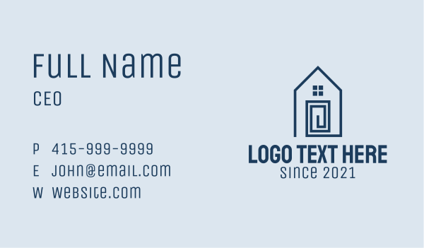 Blue Minimalist House  Business Card Design Image Preview