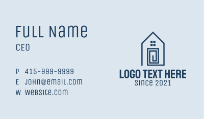 Blue Minimalist House  Business Card Image Preview