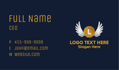 Winged Coin Cryptocurrency Business Card Image Preview