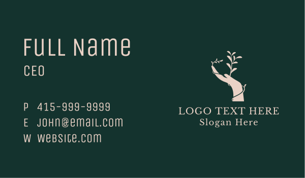 Leaf Vine Hand Business Card Design Image Preview