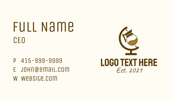 Brown Global Coffee  Business Card Design Image Preview