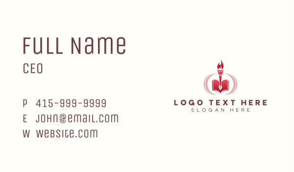 Torch Book Blog Business Card Design Image Preview