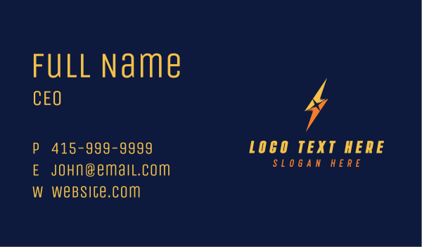 Lightning Bolt Power Business Card Design Image Preview