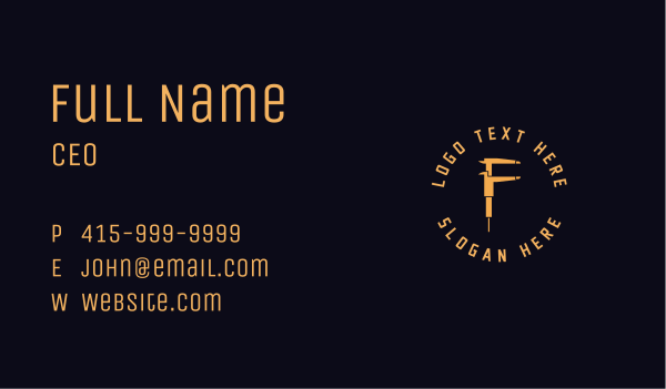 Mechanic Caliper Letter F Business Card Design Image Preview