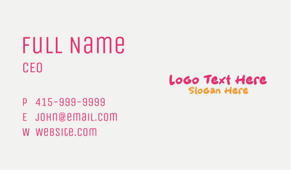 Fun Playful Wordmark  Business Card Design Image Preview