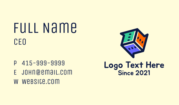 Multicolor Chat Dice Business Card Design Image Preview