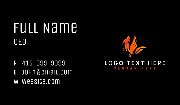 Phoenix Flying Flame Business Card Design Image Preview