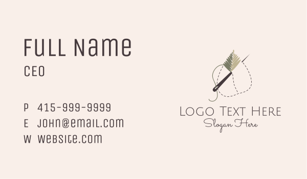 Leaf Stitch Needle Business Card Design Image Preview