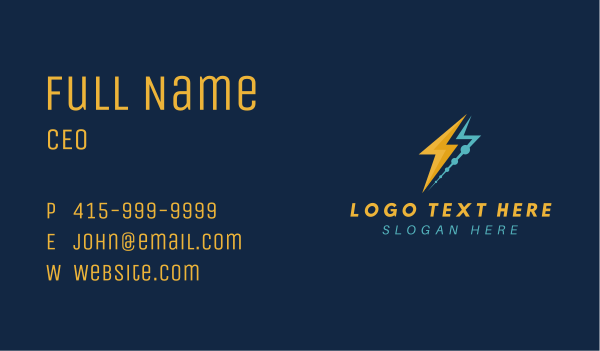 Tech Lightning Bolt Business Card Design Image Preview