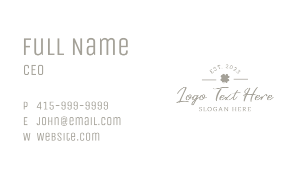 Clover Leaf Wordmark Business Card Design Image Preview