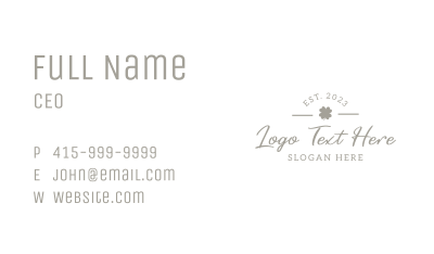 Clover Leaf Wordmark Business Card Image Preview