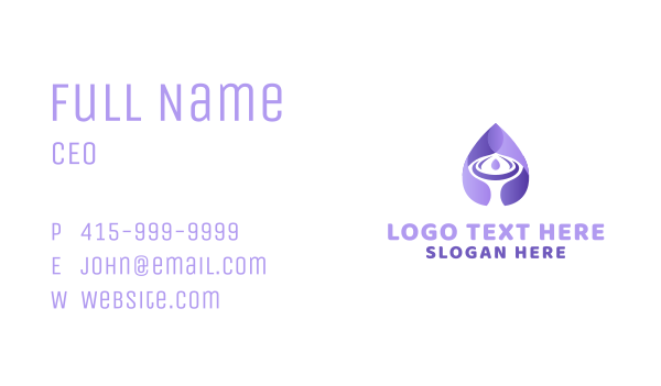 Purple Water Droplet Business Card Design Image Preview