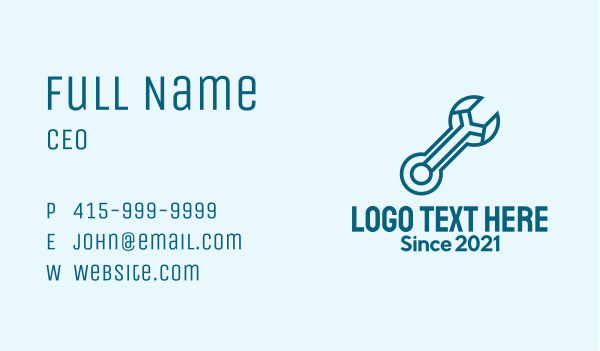 Blue Outline Wrench  Business Card Design Image Preview