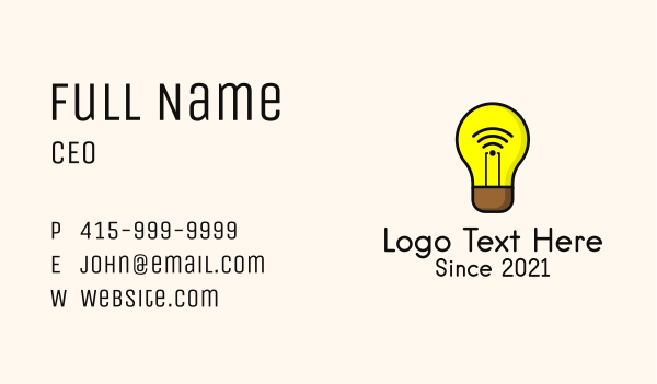 Wifi Light Bulb Business Card Design Image Preview