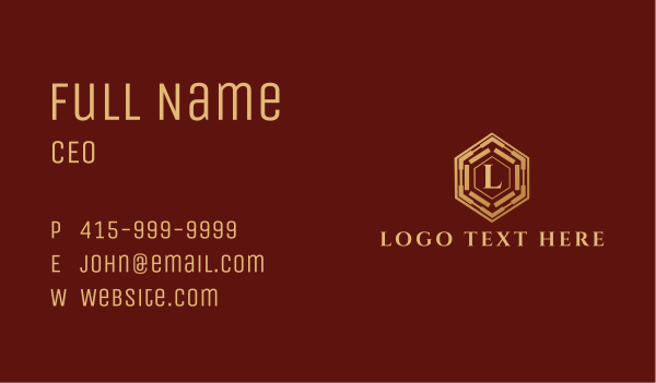 Gold Hexagon Business Letter Business Card Design Image Preview