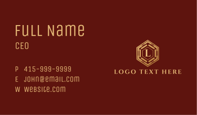 Gold Hexagon Business Letter Business Card Image Preview