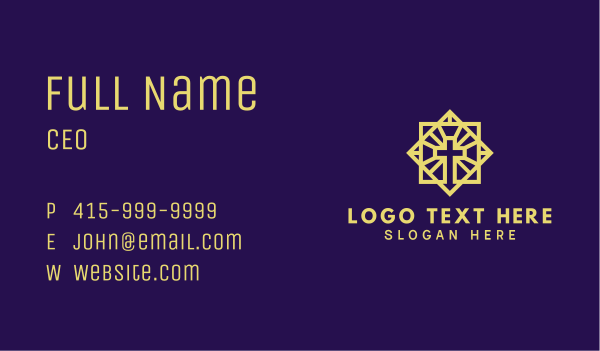 Golden Biblical Cross Business Card Design Image Preview