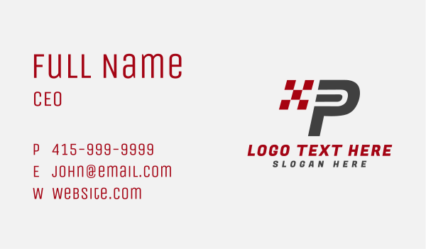 Auto Racing Letter P Business Card Design Image Preview