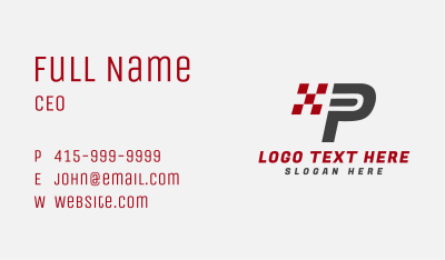 Auto Racing Letter P Business Card Image Preview