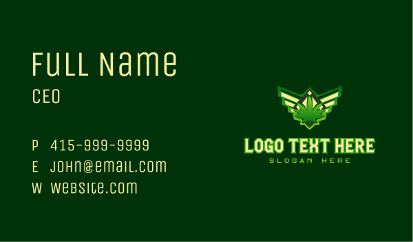 Wing Weed Badge Business Card Design Image Preview