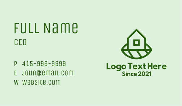 Sustainable Eco Home Business Card Design Image Preview
