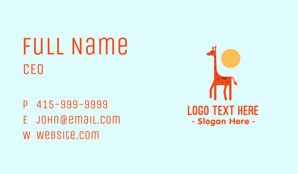 Baby Giraffe Business Card Design Image Preview