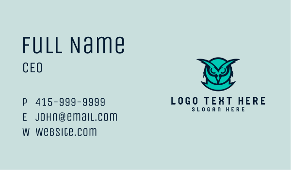 Owl Gaming Mascot Business Card Design Image Preview