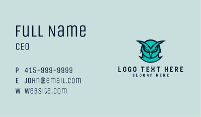 Owl Gaming Mascot Business Card Image Preview
