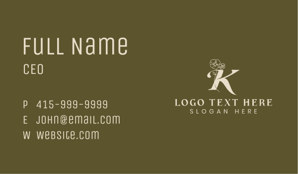 Eco Organic Flower Letter K Business Card Design Image Preview