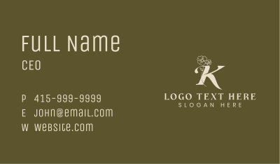 Eco Organic Flower Letter K Business Card Image Preview