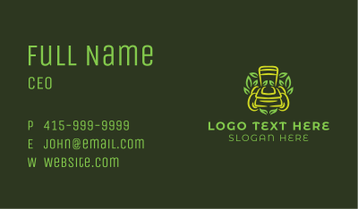 Green Lawn Mower Leaf Business Card Image Preview