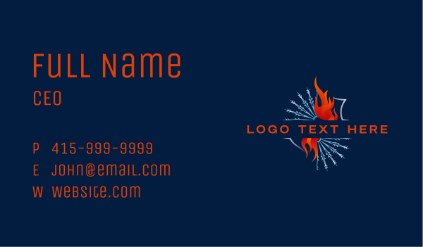 Fire Snowflake Heating Cooling Business Card Design Image Preview