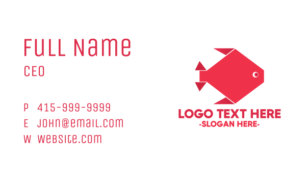 Origami Red Fish Business Card Design Image Preview